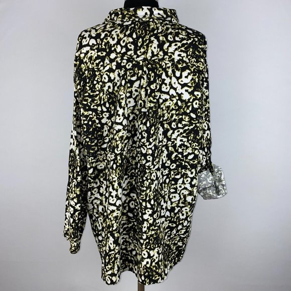 Rock & Republic XXL Animal Cheetah Leopard Print Button Down Roll Tab Sleeves - Picture 7 of 12